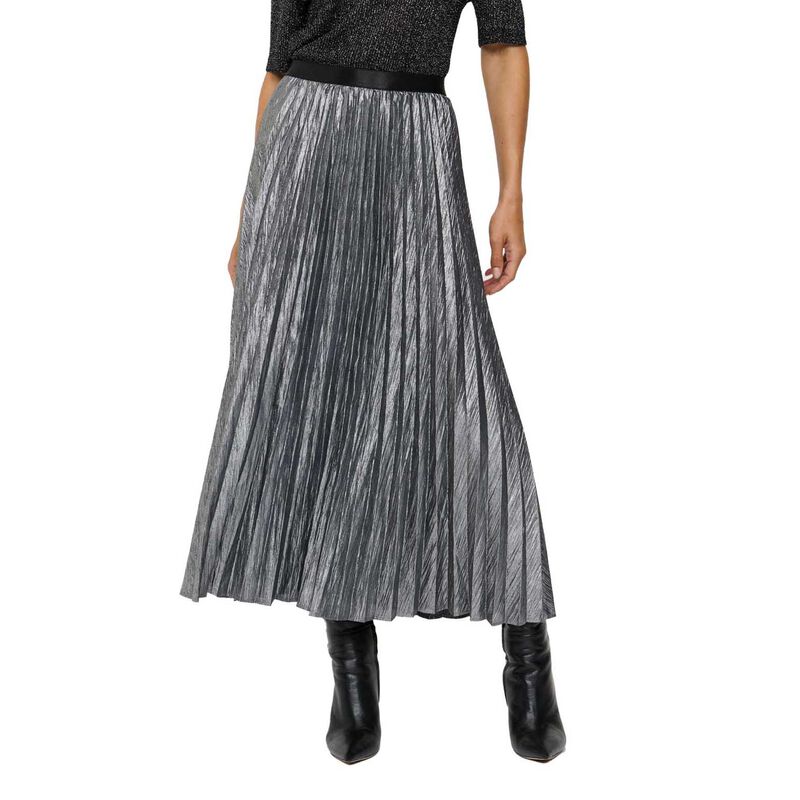 Veronika Maine Silver Foil Sunray Pleat Skirt image number 0